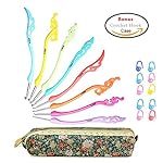Retro Crochet Hooks Set Ergonomic Grip Handle - Crochet Knitting Needles Knit Kit in Case - Great Gift for Her!