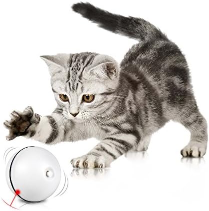 SNUFFLES 2IN1 Interactive Cat Toy - 360 Degree Self Rotating Ball w/Red Laser Light Toy for Pet (Batteries Included, 2 Packs of Batteries for trial)