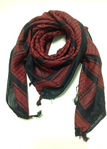 Shemagh Keffiyeh Headdress Arab Scarf Desert Face Wrap Tactical Red &amp; Black