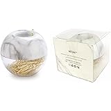 METAN 100pcs Gold Paper Clips Medium with Marble White Paper Clips Holder Magnetic 28mm Paper Clips for Office Supplies Desk Organizer