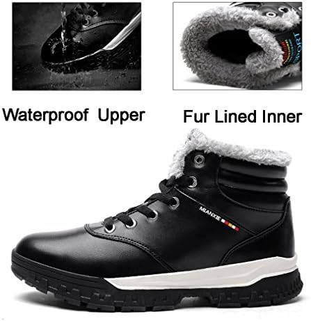 Wetrics Snow Boots Men Fur Lined Leather Winter Sneakers Ankle Booties Lace Up Outdoor Sports Shoes