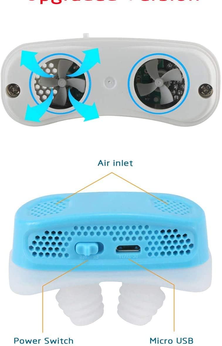 Upgraded Version 2 in 1 Electronic Anti Snoring Devices,Air Purifier Anti Snoring Devices to Natural and Comfortable Sleep - Snoring Solution Nasal Dilator for Breathing (Blue): Health & Personal Care