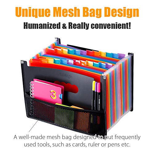 Expanding Accordion File Folder 24 Pockets, Trimagic Filing Box with Unique Mesh Bag Design, Alphabetical Expandable File Organizer for Document Paperwork Tax Bill or Receipt - Thumbnail 2