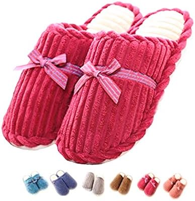 Niuchacha Slippers Cozy Nonslip Memory Foam Lightweight Lining Plush Washable Warm Cotton Home House (Female 7-8/male 6-6.5, Red)