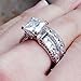 WensLTD 2-in-1 Womens Vintage White Diamond Silver Engagement Wedding Band Ring Set