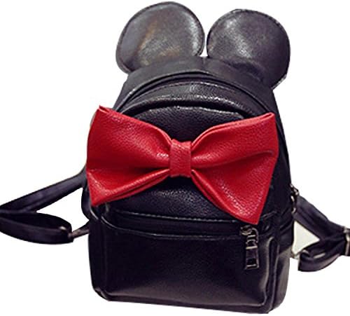 Buyiord Small Cute Backpack Synthetic Leather Mini Travel School Bag for Lovely Women Girls (Black)