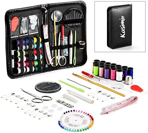 Sewing Kit Kasimir 142 Professional Premium Sewing Accessories with Extra 40 Pins and 10 Safety Pins Compact Potable Travel Emergency Sewing Supplies for Kids Adults Beginners