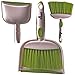 OLLSDIRE or Indoor Dust Pan Upright Dustpan Long Handle Broom Set 4 Foot Mop for Kids Garden Pet Dog Hair Wood Floors Sweeping Kitchen House, 14.7inch, Green