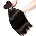 QinMei Brazilian Straight Hair 3 Bundles With Closure 4×4 Lace Closure With Bundles 100% Unprocessed Virgin Straight Human Hair Extensions Swiss Closure Weave Weft Natural Color (12 14 16 +10 Closure)