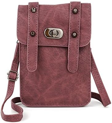 Leather Smartphone Mini Shoulder Bag Crossbody Purse Cell Phone Pouch Wallet Purple