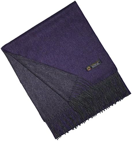 BUYER Men's Cashmere Reversible Scarf One Size Purpule x Gray