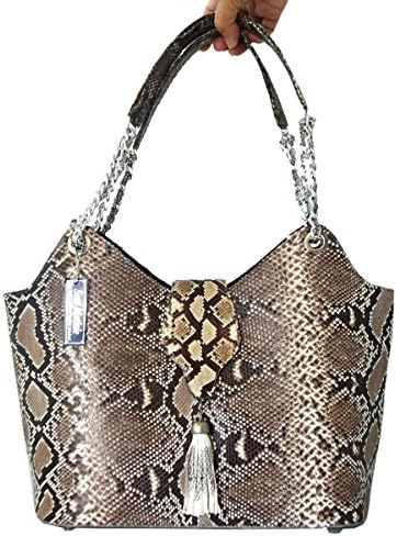 Authentic Snake Skin Women's Python Snake Leather Tuft Bag Purse Hobo Tote Handbag