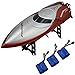 TKKJ Blomiky H106 2.4GHz Racing Red RC Boat for River Lake or Pool-High Speed Remote Control Boat for Adults and Kids Bonus 2 Battery H106