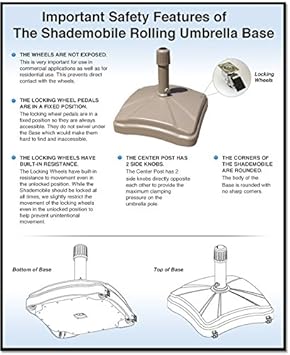 shademobile rolling umbrella stand and accessory table