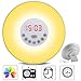totobay Wake Up Light, 2nd Generation} Sunrise Simulation Snooze Alarm Clock Bedside Night Light with Nature Sounds, FM Radio, Touch Control and USB Charger