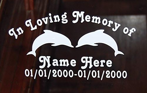 In Loving Memory of with Dolphins Vinyl Decal Auto Window Sticker Set of 2