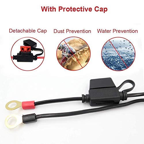 Wanheyao 5-Pack SAE to O Ring Terminal Harness Wire 2 Pin Lug Cable Eyelet Extension Charge Cord Lead for Motorcycle Car Tractor 10A Fuse 2FT Long - Thumbnail 4