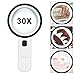 LED Handheld Magnifying Glass – Skoye 30X with 12 LED Lights Illuminated Magnifier, Read Easily at Night
