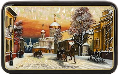 Russian Hand Painted Lacquered Jewelry Box Original Fedoskino Collectible Piece of Art