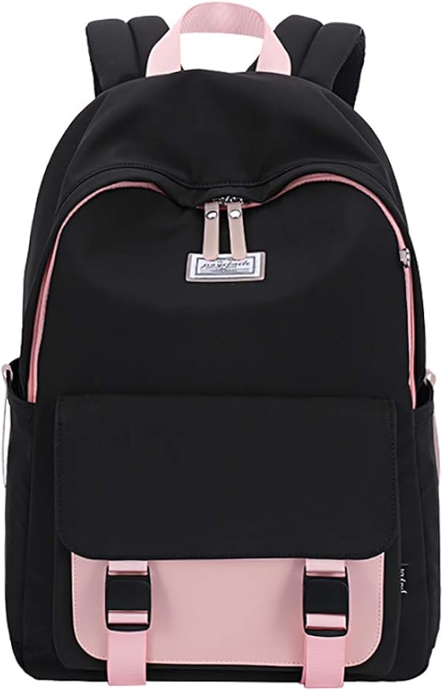BAACD girls casual schoolbags school backpack pink black youth laptop