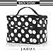 JABUX Double Layer Cosmetic Bag Black with Dot Travel Toiletry Cosmetic Makeup Bag Organizer With Mirror(Free 3 gram Cosmetic Sample Containe 2 Pieces) (Black)