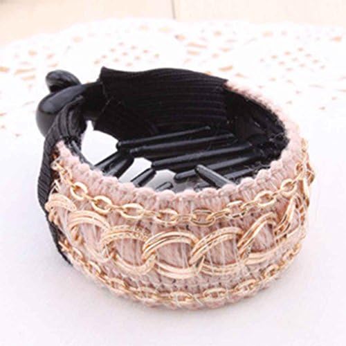 Xuanhemen Women Ladies Hair Clip Shining Rhinestone Round Ponytail Hair Band Buckle Hairpin