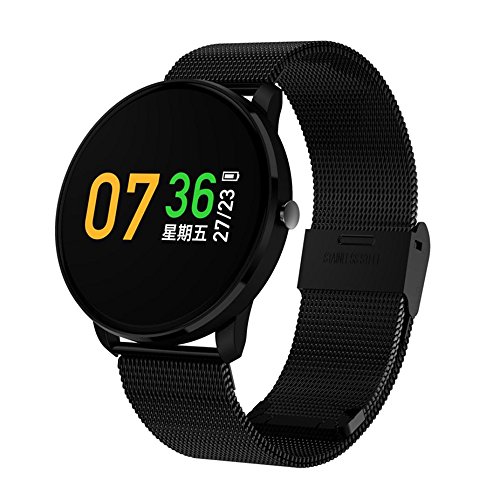 Smart Watch Fitness Tracker Blood Pressure Heart Rate Monitor Activity Tracker Smart Watch (A, Black)