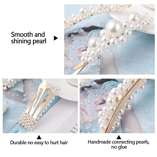 Pearl Hair Clips for Women Girls, ETEREAUTY Pearl Barrettes Hair Pins, Fashion Sweet Hair Decorative for Party Wedding Daily, 6 PCS