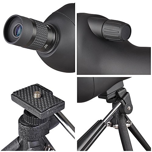 20-60x60mm Zoom Angled Spotting Scope Monocular Telescope with Tripod Soft Case Spotting Scope