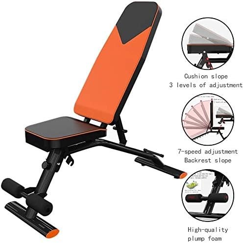 FOTEE Multifunctional Weight Bench, Sit Up Bench Adjustable Back Extension Bench Multi-Workout Bench Home Bench Press,Orange_97x40.5x45cm