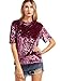 Romwe Women's Velvet Raw Edge O Neck Short Sleeve Casual T Shirt Top Burgundy L