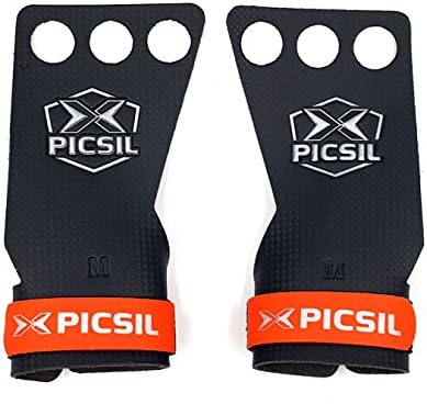 PICSIL RX Carbon Grips 3H - Hand Grips and Gymnastics Grips for Cross Training, muscleups, pullups, Weight Lifting, Chin ups, Training, Exercise, Kettlebell