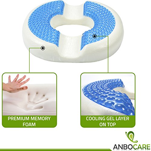AnboCare Donut Seat Cushion Premium Cool Gel Memory Foam Orthopedic