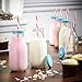 VonShef Set of 6 Retro/Vintage 10-Oz Milk Bottle Drinking Glass Set with Reusable Straws & Lids