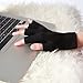 LANGFON Fingerless Moisturizing Gloves, Gel Spa Gloves, Moisturizing Gel Socks for Dry Rough Cracked Hand Repair Gloves Hand Gloves Moisturizing Overnight, Color Black Size M