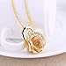 ZJchao 24K Women White Gold Rose Pendant Necklace Gift for Her Plated Rhinestone Heart Shaped Present for Christmas, Valentine's Day, Great Anniversary, Mother's Day, Birthday