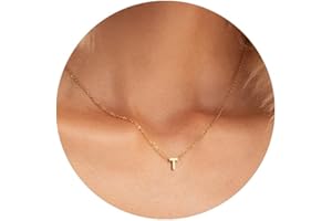 MOMOL Tiny Initial Necklace 18K Gold Plated Small Letter Necklace Personalized Name Necklace for Women