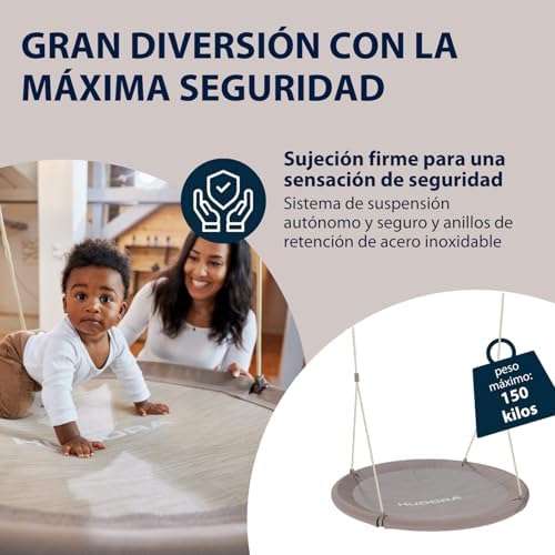 Baloiço do Ninho do Salão - Areia - Baloiço de altura ajustável com diâmetro de 110cm para até 150kg - Baloiço suspenso com assento fechado