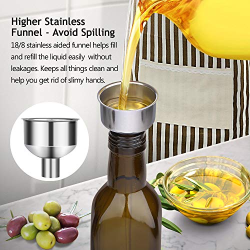 [2 PACK]Aozita 17 oz Glass Olive Oil Dispenser Bottle Set 500ml Dark Brown Oil & Vinegar Cruet