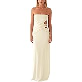 Cut Out Maxi Tube Dresses for Women Sexy Y2k Strapless Backless Bodycon Long Dress Summer Sleeveless Hollow Sundress