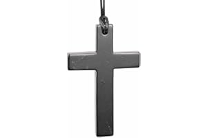 SHUNGITE TOLVU Shungite Cross - Necklace Made of Rare Authentic Black Russian Stone - Handmade - TOLVU