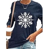 Christmas Snowflake Sweatshirt for Women Winter Cute Snow Graphic Crewneck Lightweight Sweatshirt Graphic Top