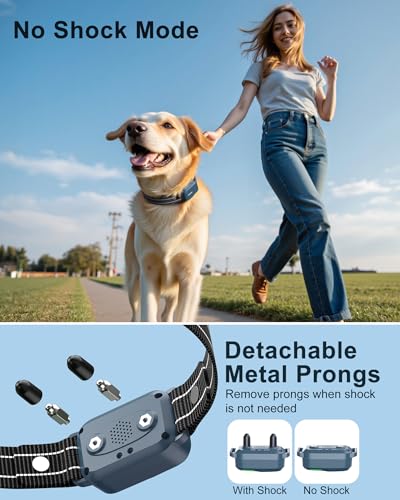 Jugbow Dog Shock Collar - 4500FT Dog Training Collar with Remote, IPX8 Waterproof Electric Dog Collar with 4 Training Modes, Security Lock, Rechargeable eCollar for 10-120lbs Dogs(Bright Blue 1 Pack)