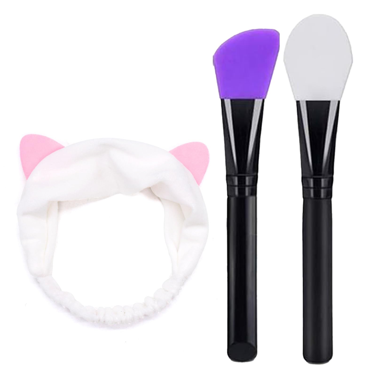 2 Pieces Silicone Face Mask Brush, with Cute Hair Ribbons, Makeup Brush