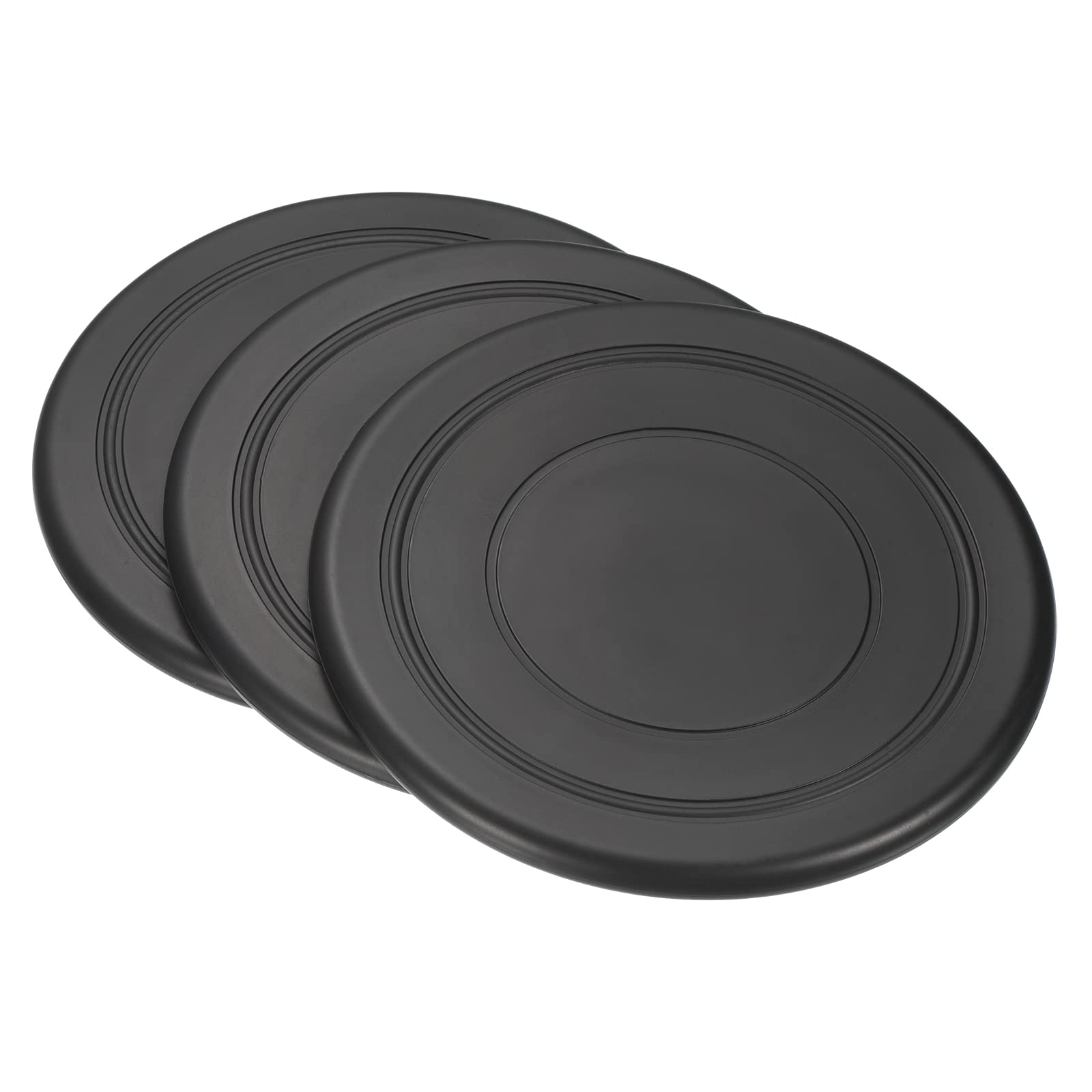 PATIKIL 7 Inch Flying Disc, 3 Pack Soft Plastic Colorful Flying Disk Bulk Set for Outdoor Lawn Sports Training Game, Black