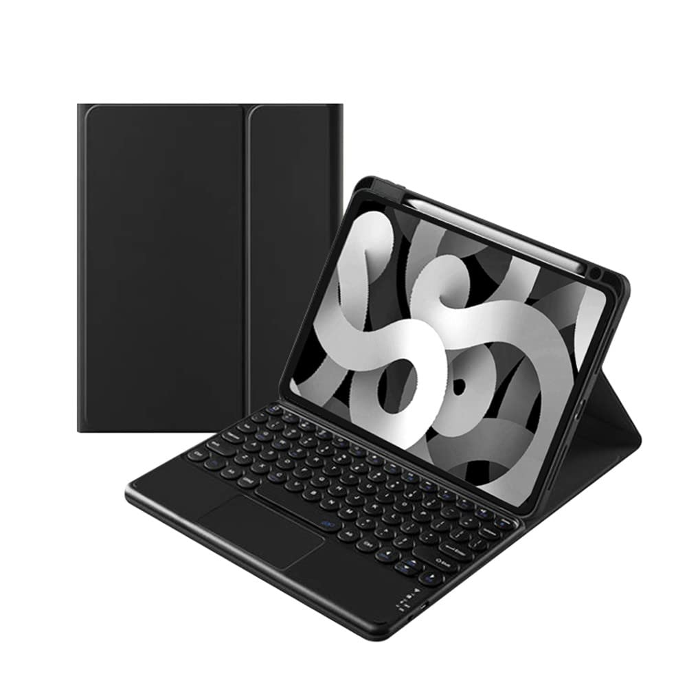 kaitesi Keyboard Case Compatible with iPad 10th Generation 2022 10.9 inch Case with Keyboard Touchpad Detachable Round Key Color Keyboard (Black)