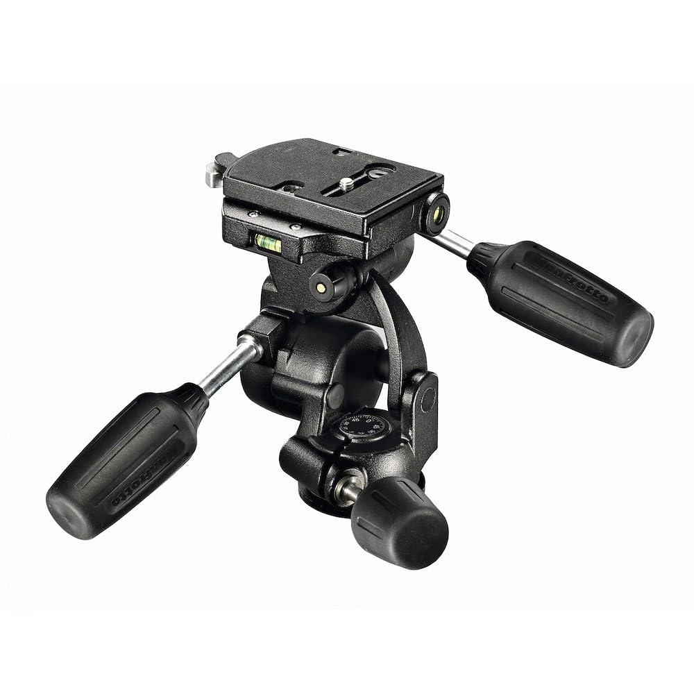 Manfrotto 808RC4 New Standard 3D Tripod Head with Quick Release, for Camera Tripods, Fluid Ball Head, Camera Stabilizer, Photography Accessories for Content Creation