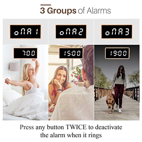 Digital Alarm Clock, MiCar Solid Wood Led Modern Desk Clock with 5.5"x2.36" Display, 7