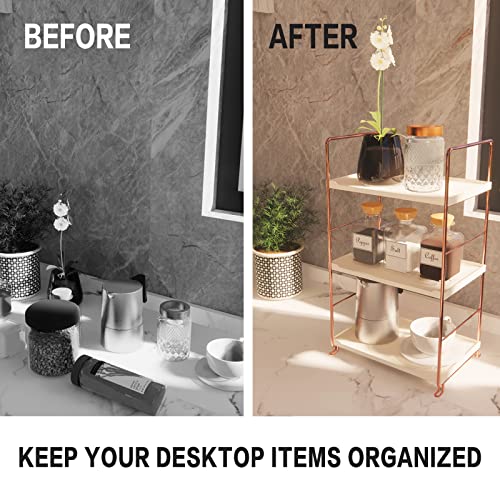 Desktop Cosmetics Storage Rack Rose Gold 3 Layers Bathroom Makeup