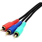 Cmple Video/Audio 3 RCA Bundled Cables for Component Video, 6 Feet, Black (1081-318-N)